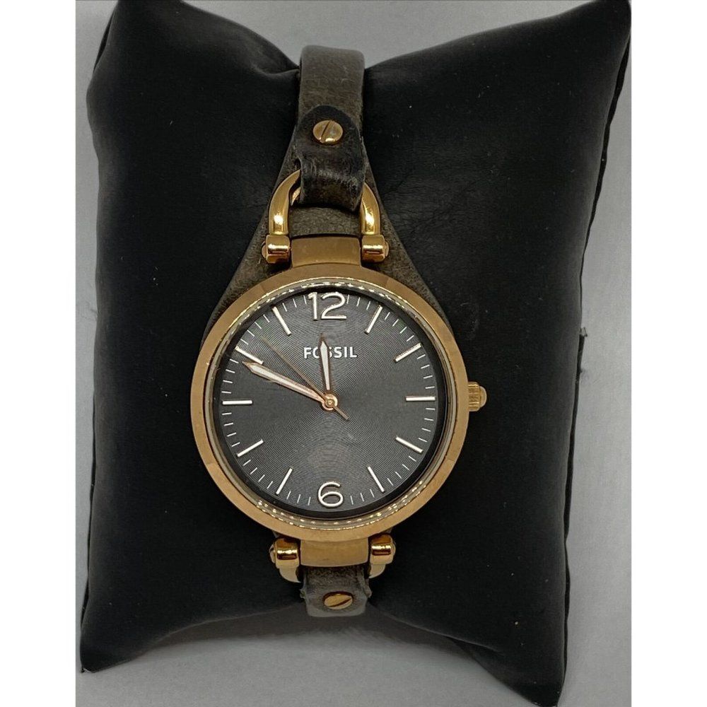 Fossil ES3077 Women's Gray Leather Black Analog Di